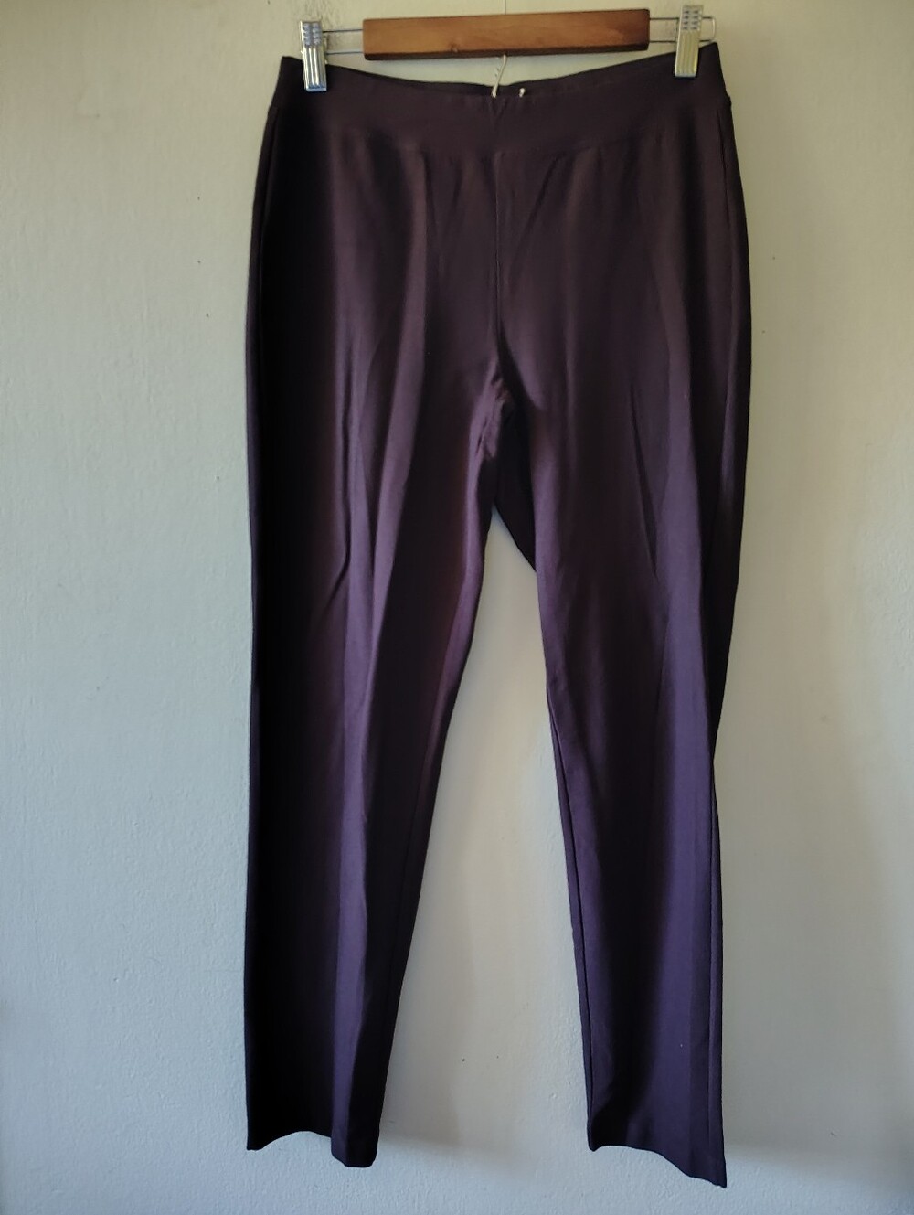 Eileen Fisher Purple Pull On Crepe Pants XS Quiet Luxury Stretch Business Casual